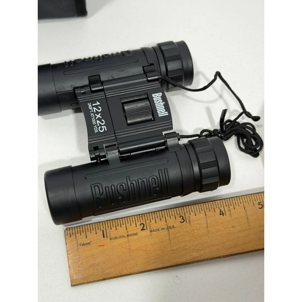 Bushnell 12x25 Compact Binoculars Black Folding Roof Prism with Carrying Case